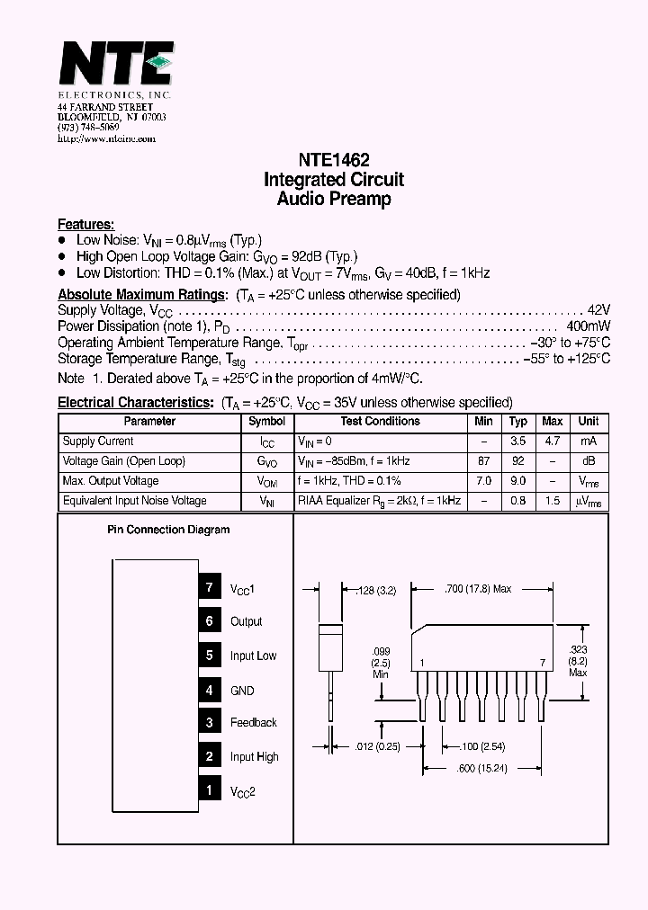 NTE1462_4118346.PDF Datasheet
