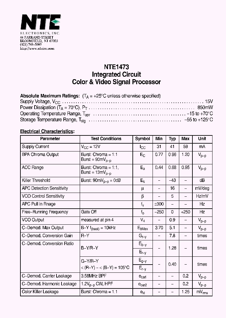 NTE1473_4129832.PDF Datasheet