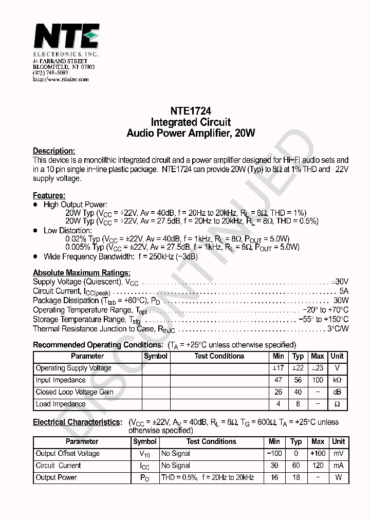 NTE1724_4118605.PDF Datasheet