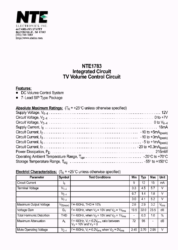 NTE1783_4118344.PDF Datasheet