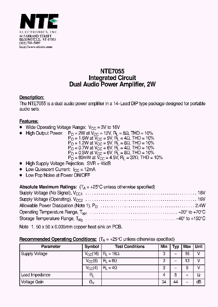 NTE7055_4119815.PDF Datasheet
