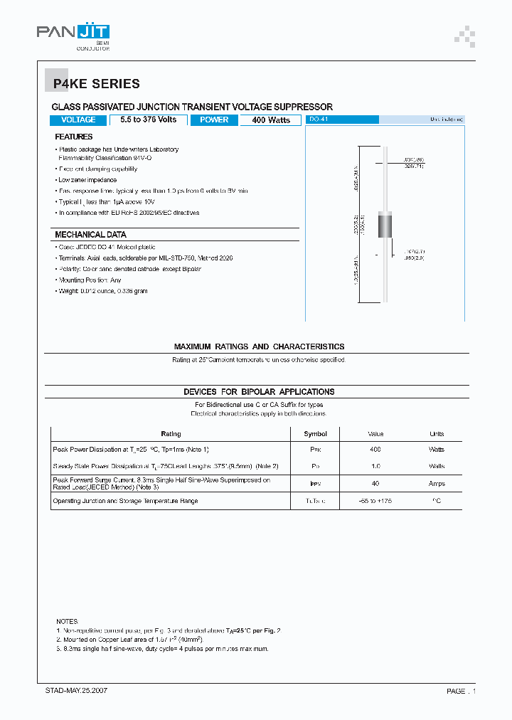 P4KE07_4120310.PDF Datasheet