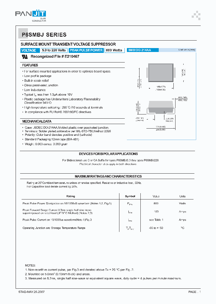 P6SMBJ07_4120307.PDF Datasheet