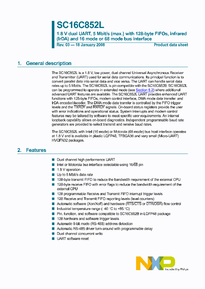 SC16C852LIET_4135639.PDF Datasheet