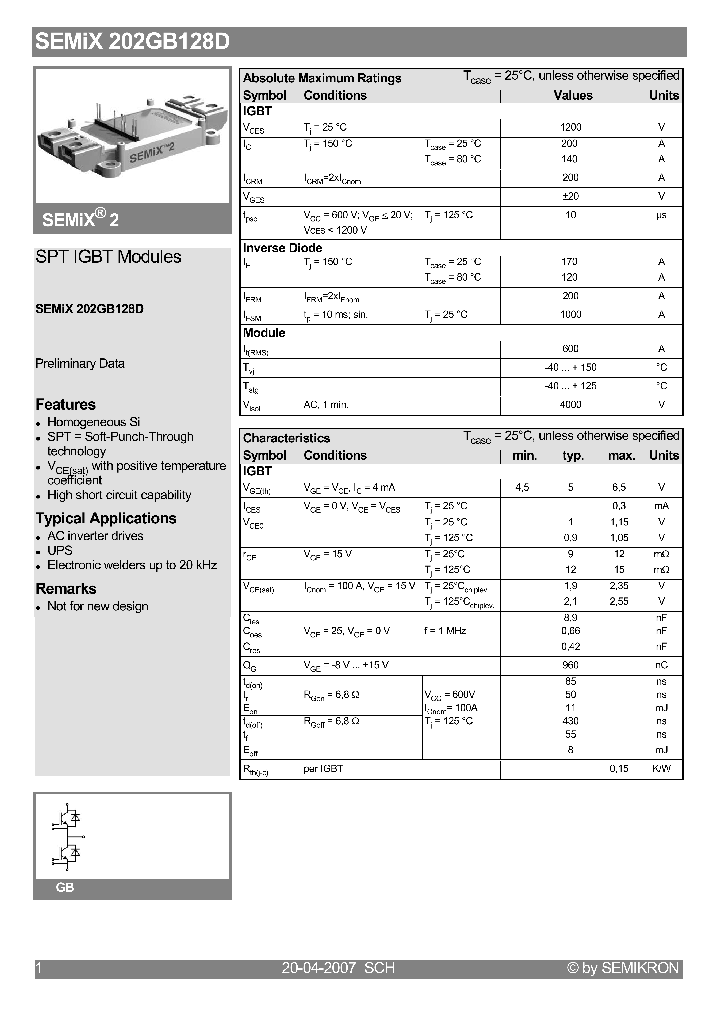 SEMIX202GB128D07_4150076.PDF Datasheet