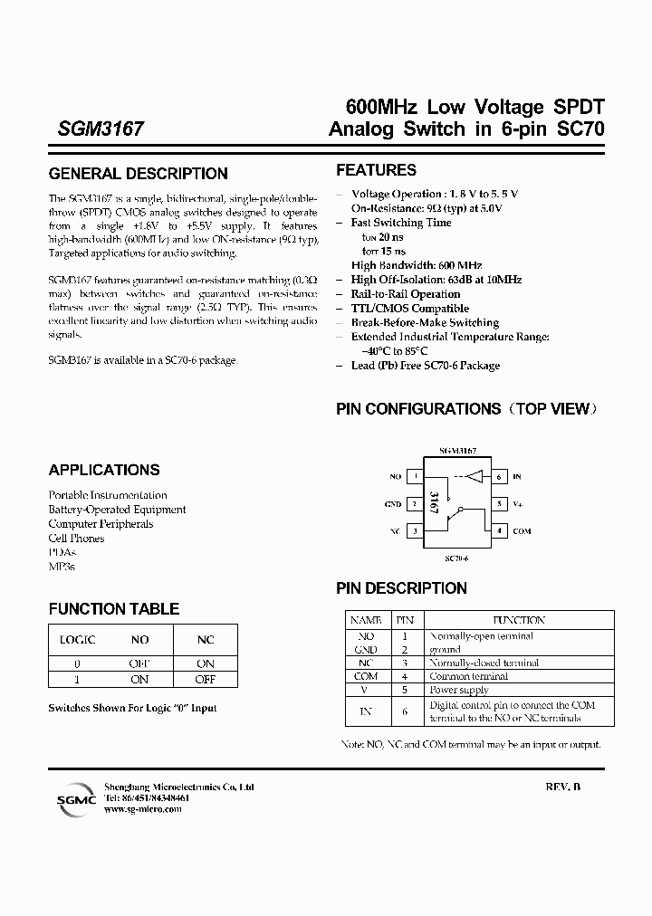 SGM3167YC6TR_4142128.PDF Datasheet