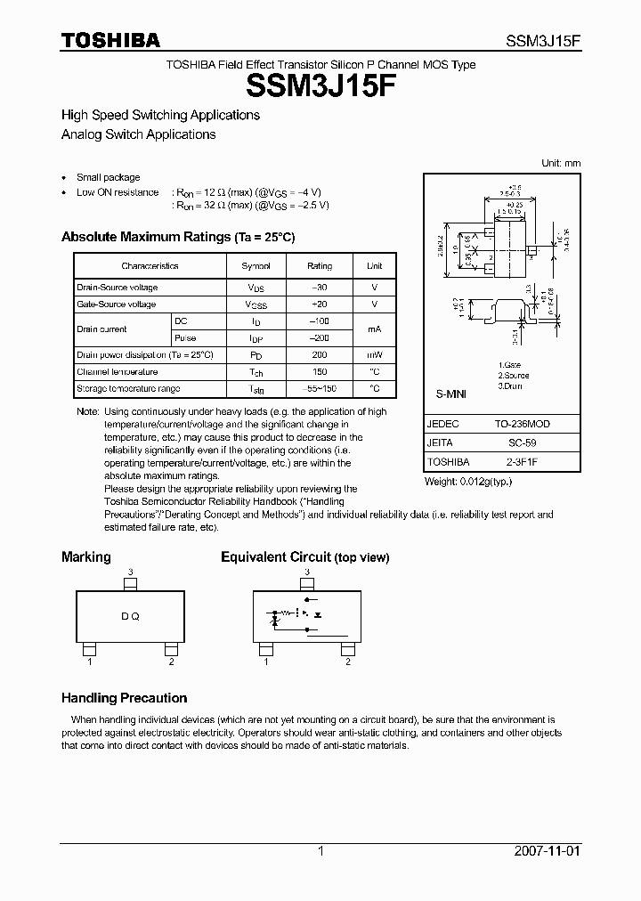 SSM3J15F_4125466.PDF Datasheet