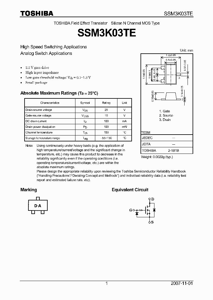 SSM3K03TE_4124564.PDF Datasheet