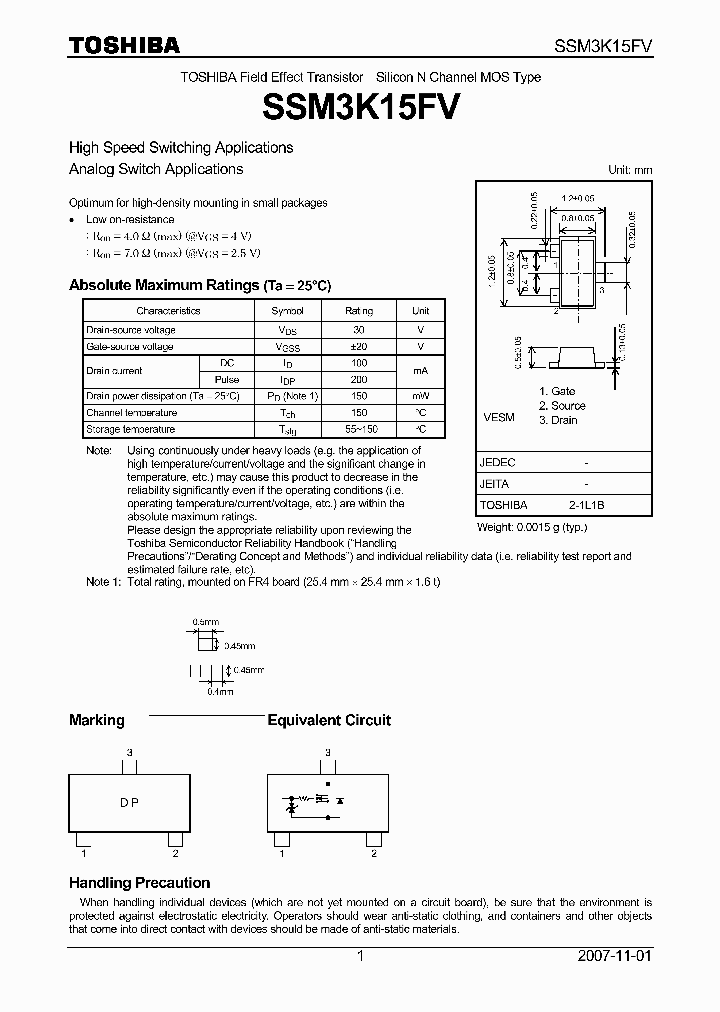 SSM3K15FV07_4124540.PDF Datasheet