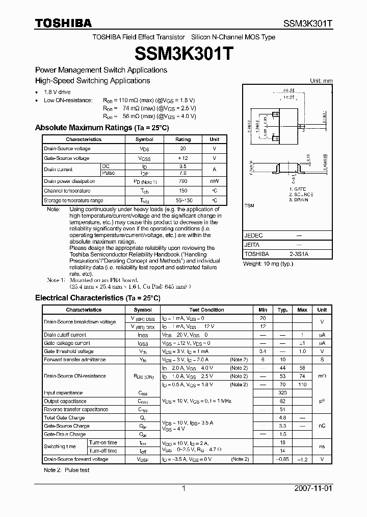 SSM3K301T_4124531.PDF Datasheet