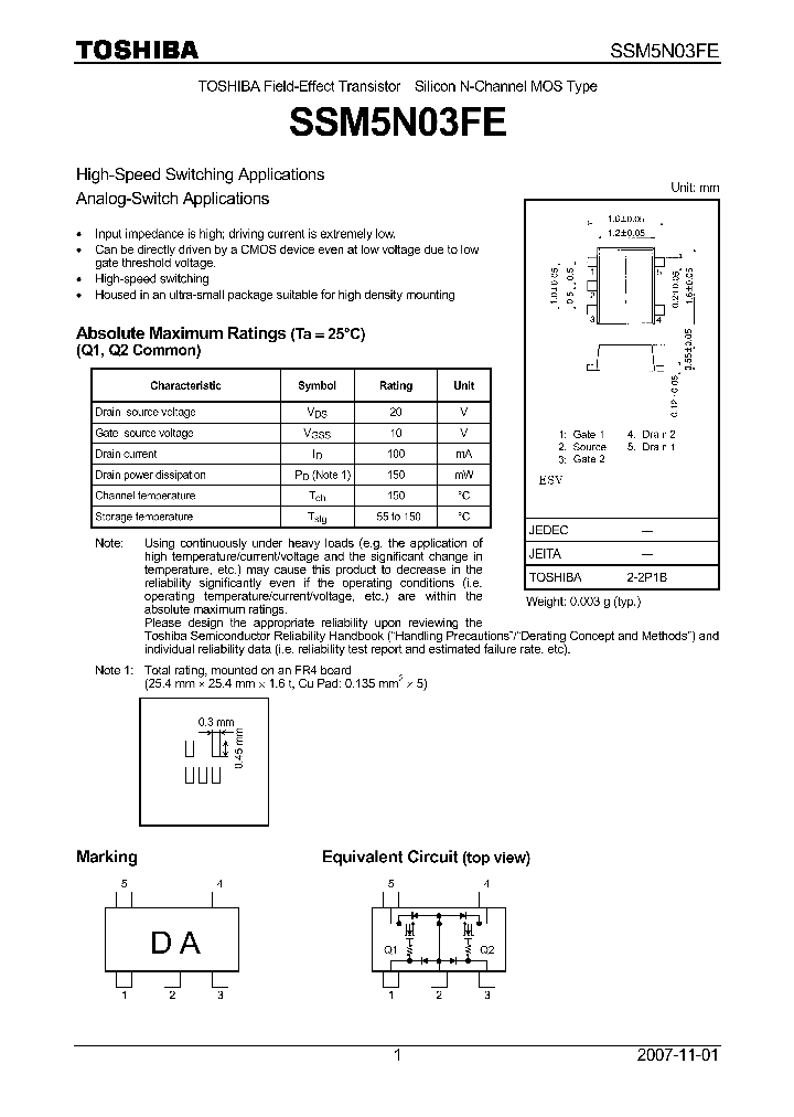 SSM5N03FE_4155814.PDF Datasheet