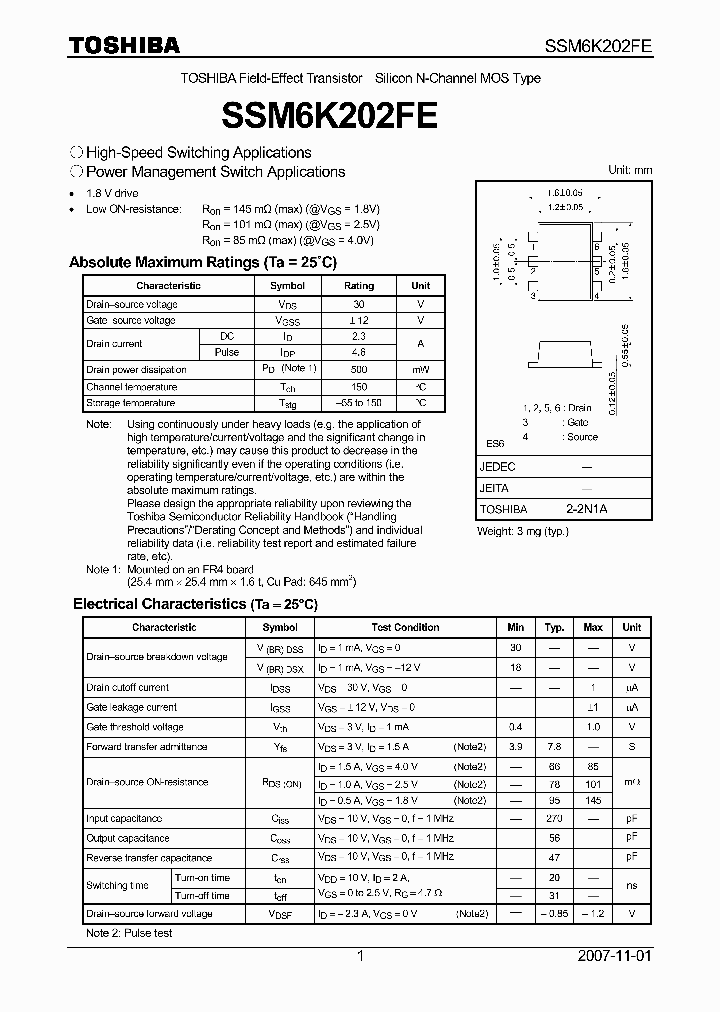 SSM6K202FE_4134789.PDF Datasheet