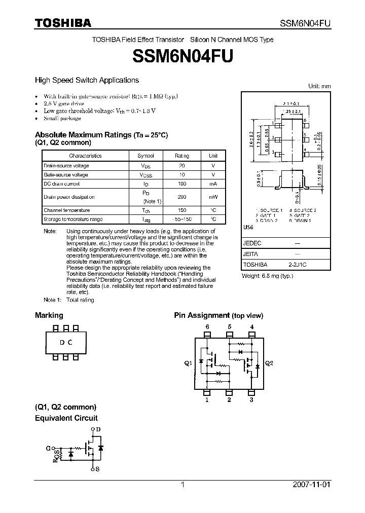 SSM6N04FU07_4134770.PDF Datasheet