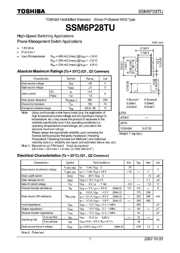 SSM6P28TU_4134250.PDF Datasheet