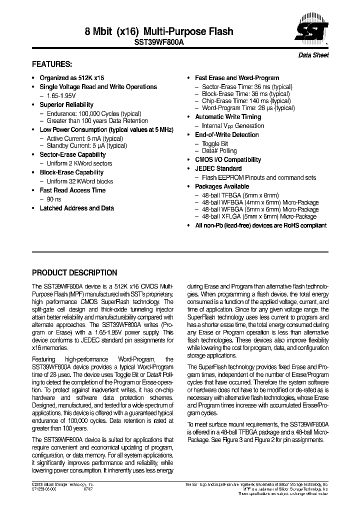 SST39WF800A-90-4C-B3KE_4117304.PDF Datasheet