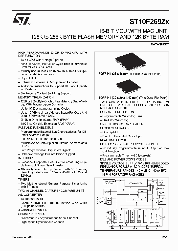 ST10F269Z1Q3_4102269.PDF Datasheet