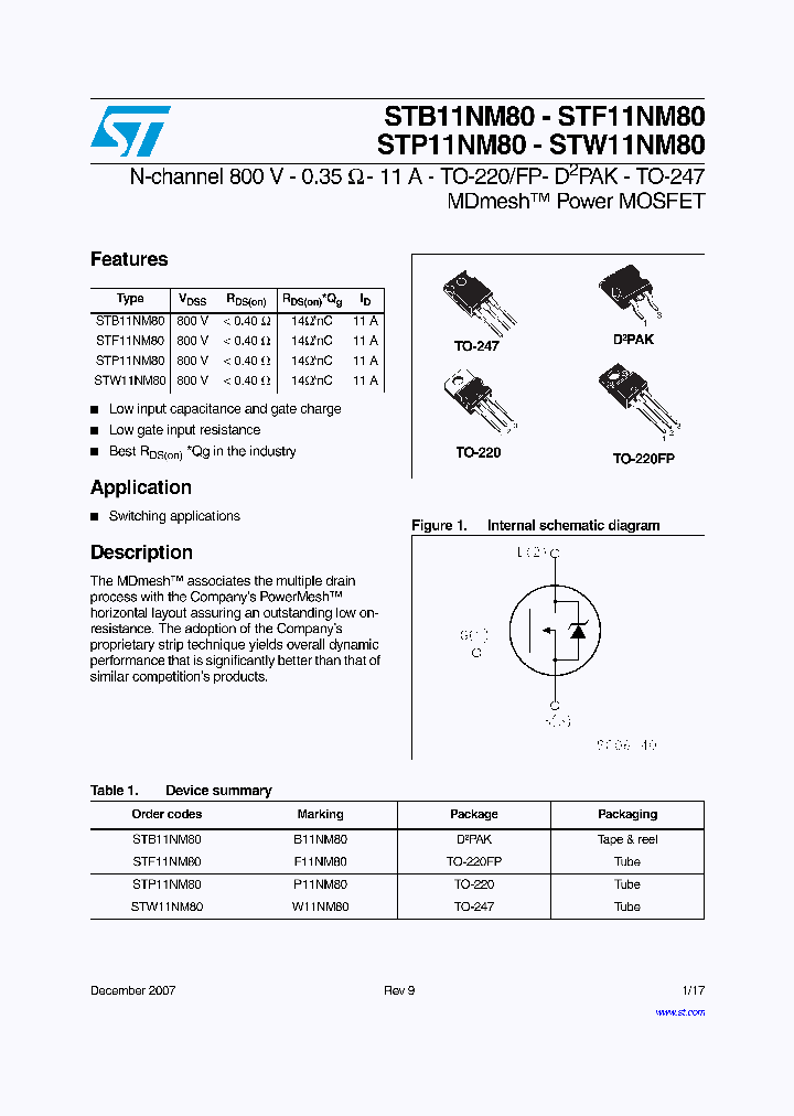 STB11NM8007_4136257.PDF Datasheet