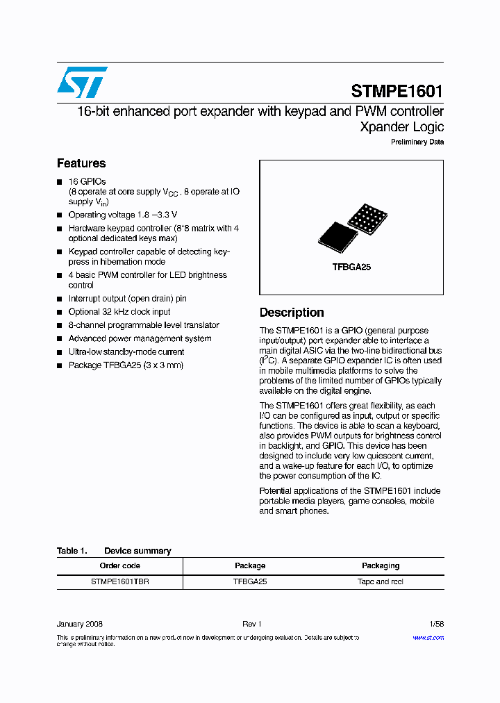 STMPE1601_4116714.PDF Datasheet