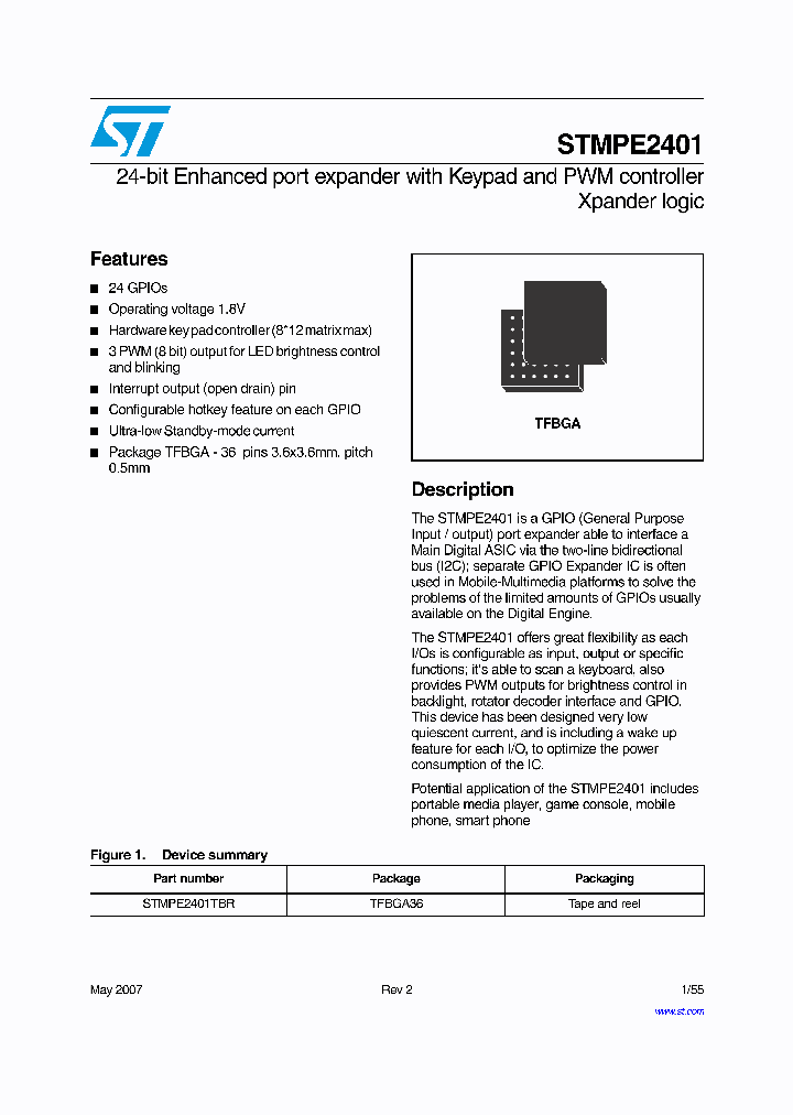STMPE2401_4116716.PDF Datasheet