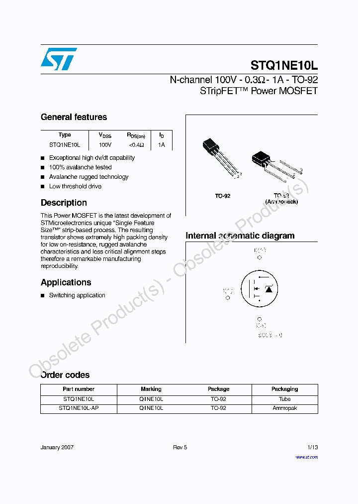 STQ1NE10L-AP_4163443.PDF Datasheet