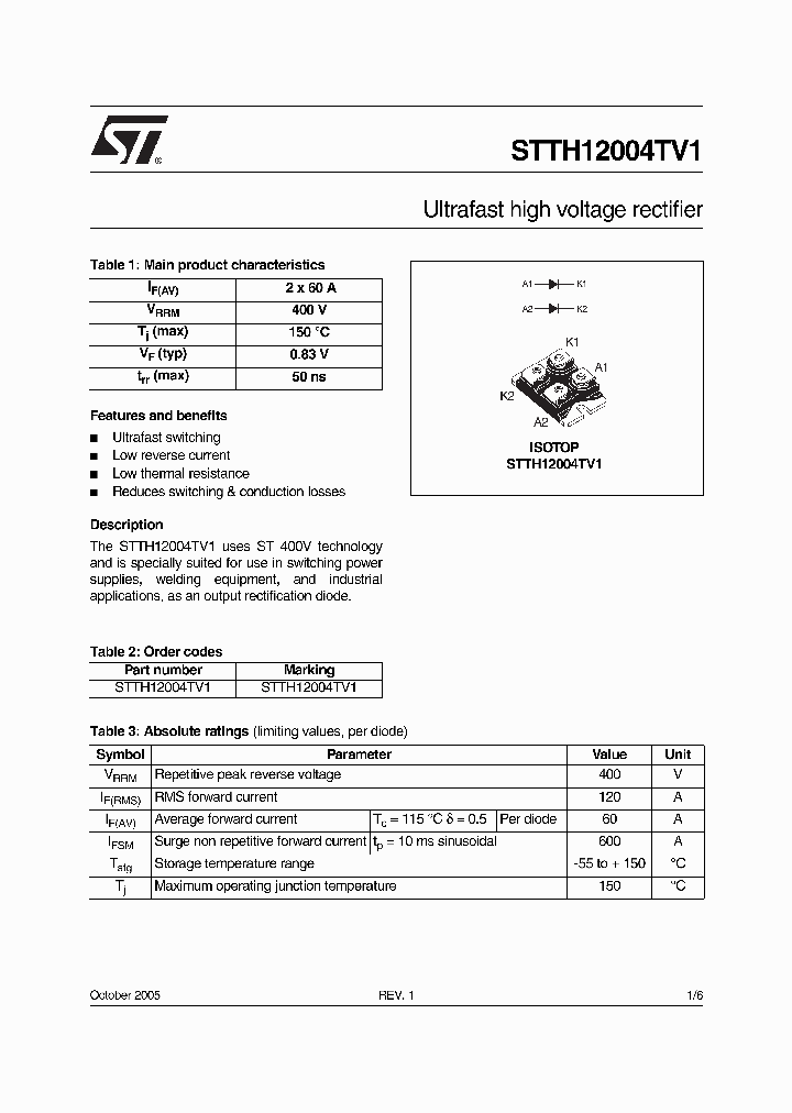 STTH12004TV1_4151322.PDF Datasheet