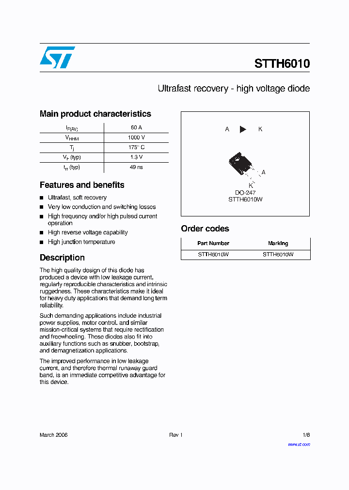 STTH6010_4123788.PDF Datasheet