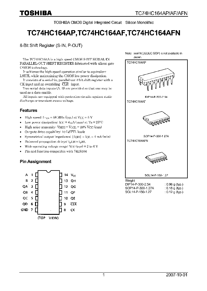 TC74HC164AP07_4124525.PDF Datasheet