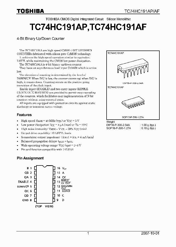 TC74HC191AP07_4109802.PDF Datasheet