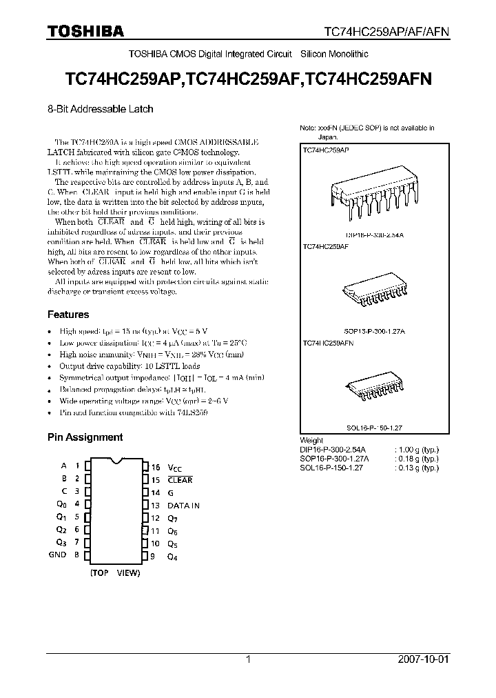 TC74HC259AP07_4109812.PDF Datasheet