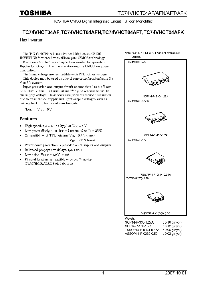 TC74VHCT04AF07_4132620.PDF Datasheet