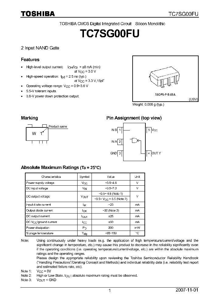 TC7SG00FU_4125369.PDF Datasheet