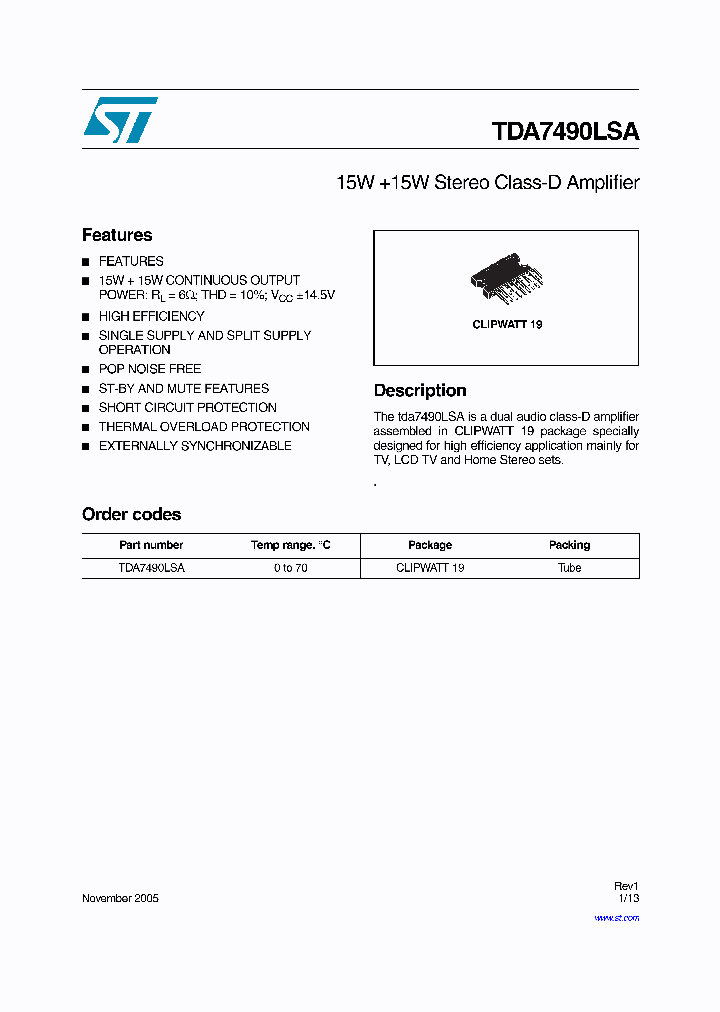 TDA7490LSA_4132761.PDF Datasheet