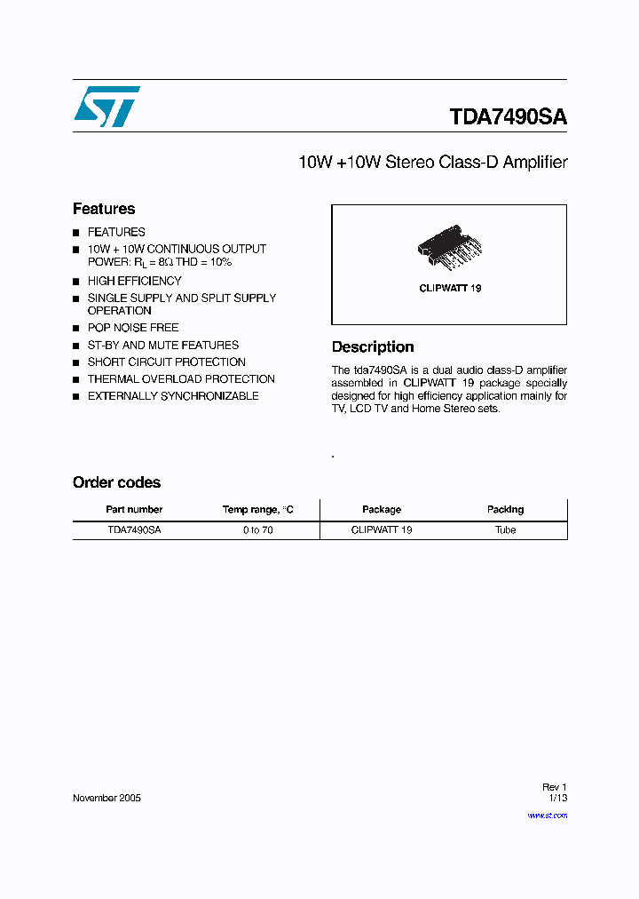 TDA7490SA_4132760.PDF Datasheet