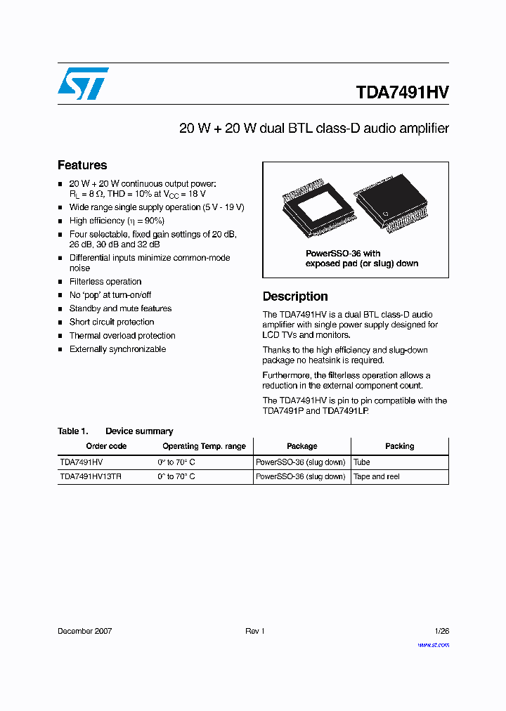 TDA7491HV_4115590.PDF Datasheet