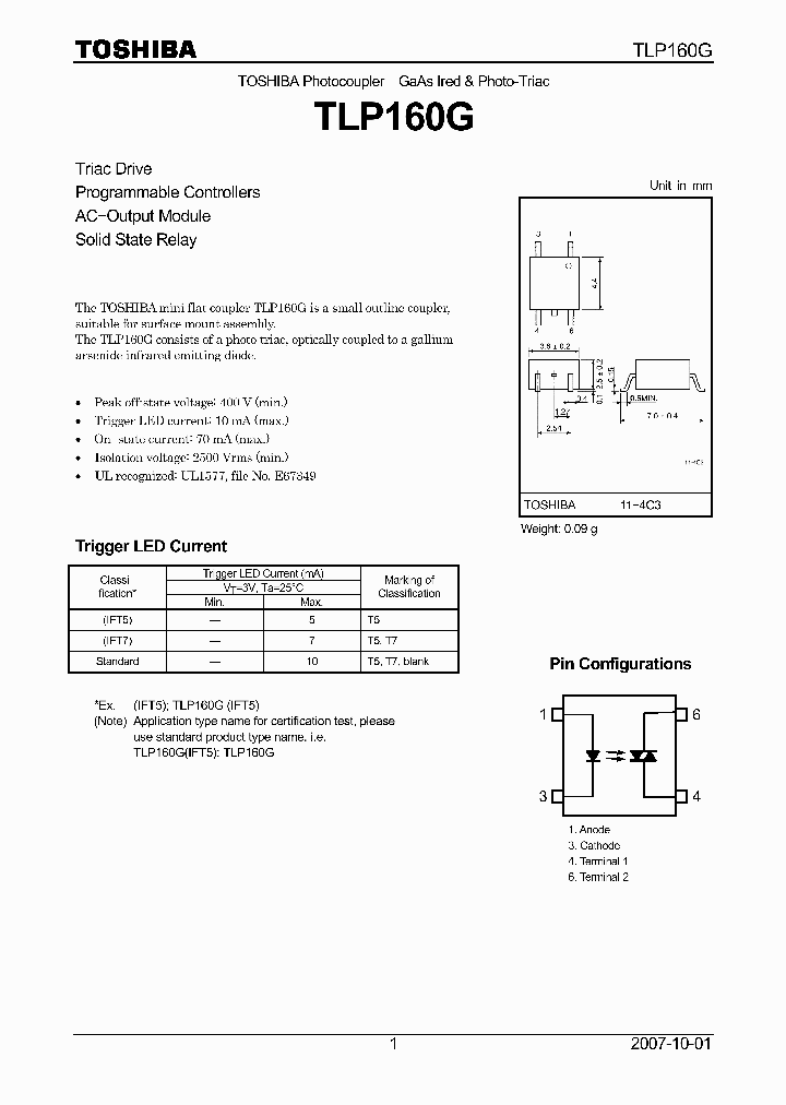 TLP160G07_4131916.PDF Datasheet