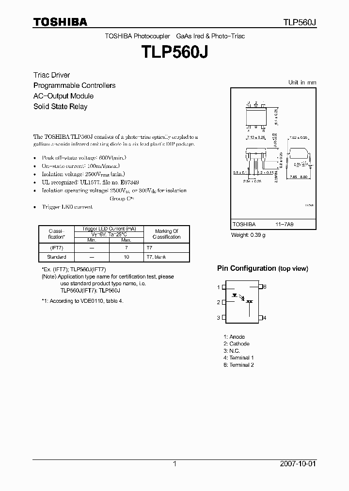 TLP560J07_4109961.PDF Datasheet