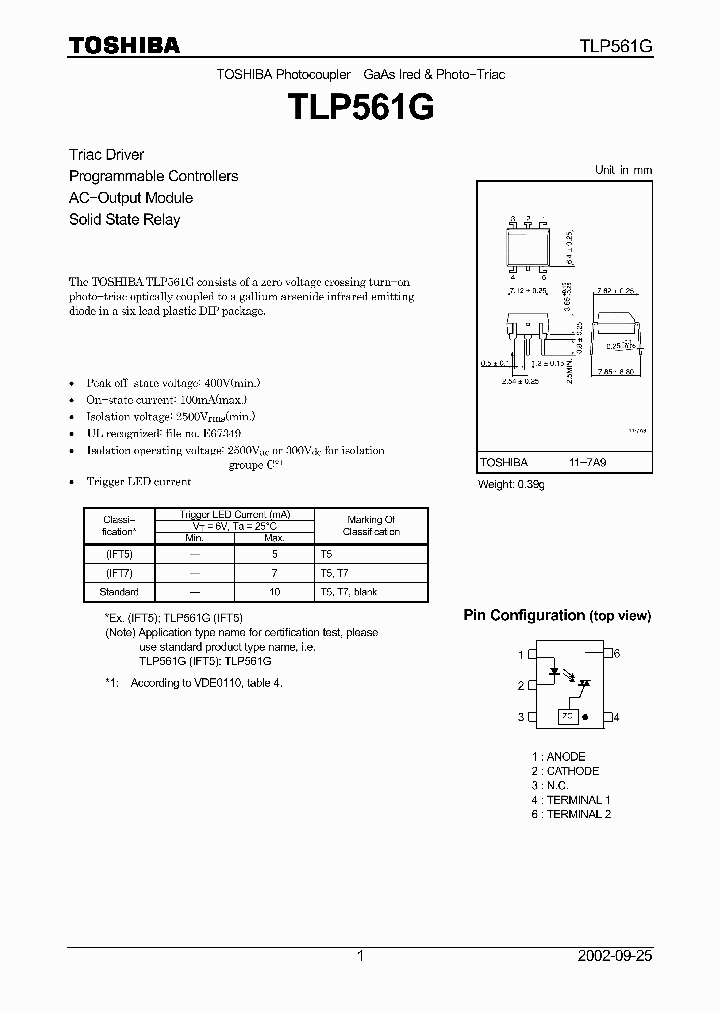 TLP561G07_4109962.PDF Datasheet
