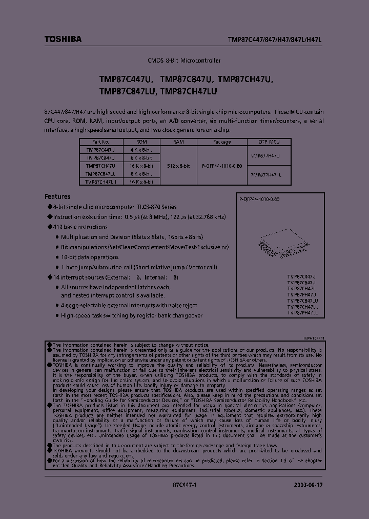 TMP87CH47LU_4108915.PDF Datasheet