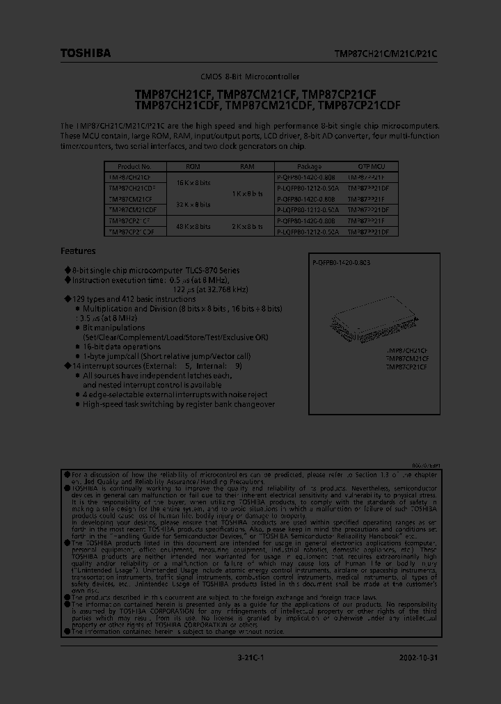 TMP87CH21CDF_4108909.PDF Datasheet