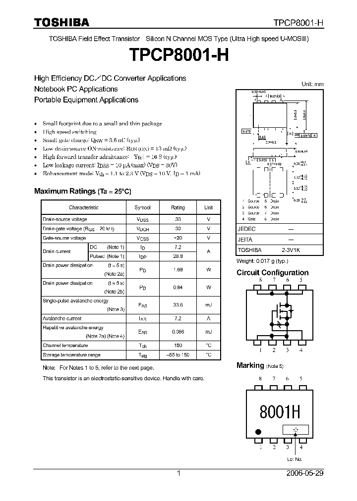 TPCP8001-H_4127260.PDF Datasheet