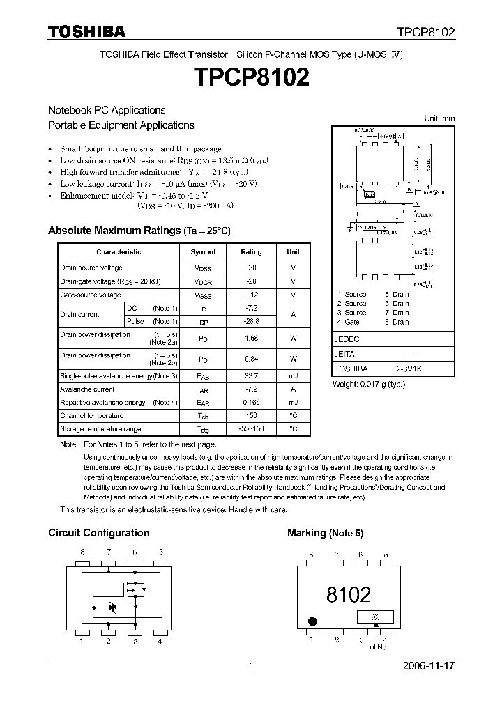 TPCP8102_4127258.PDF Datasheet