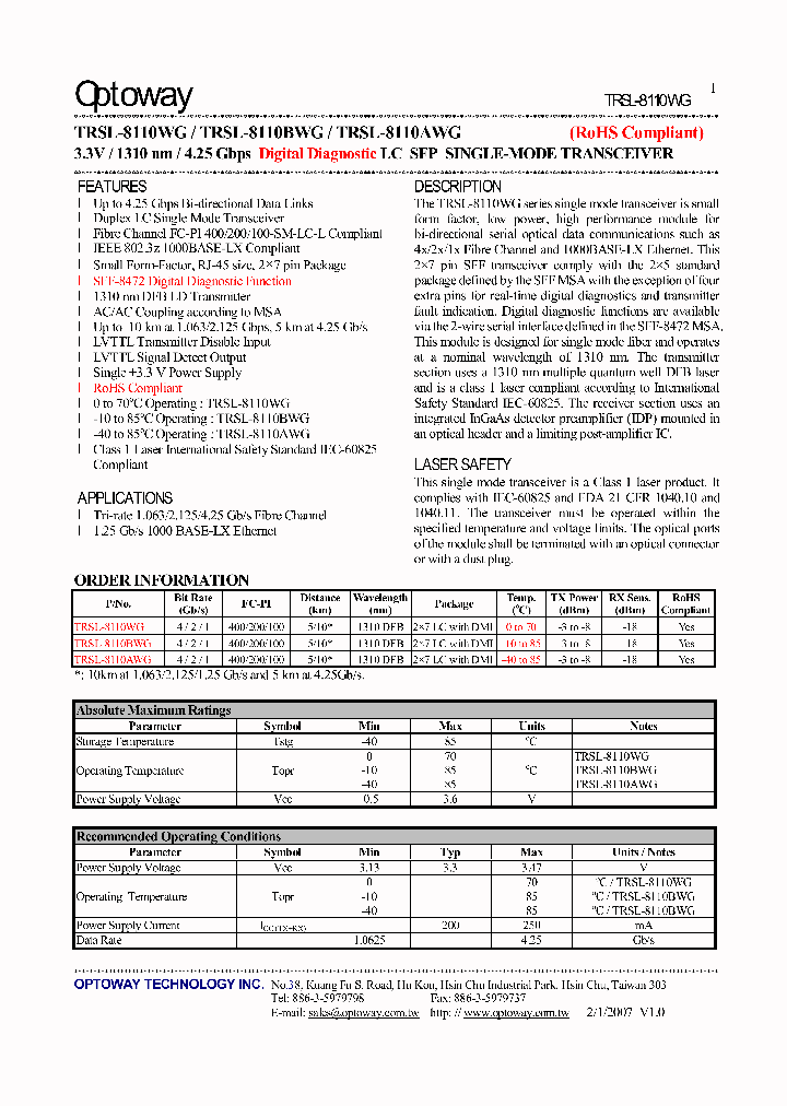 TRSL-8110WG_4128274.PDF Datasheet