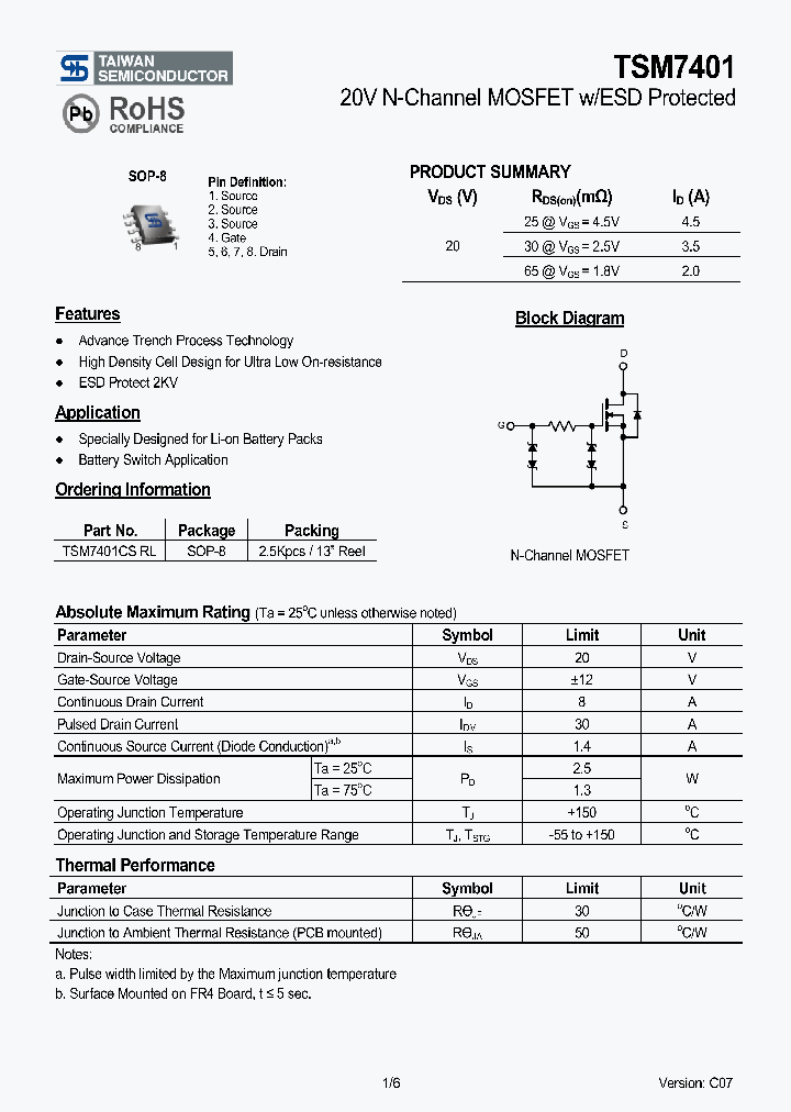 TSM7401CSRL_4153566.PDF Datasheet