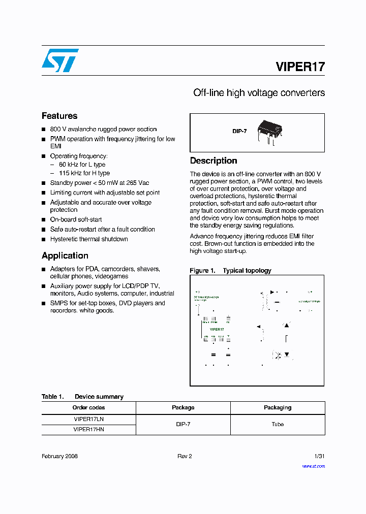VIPER17_4147284.PDF Datasheet