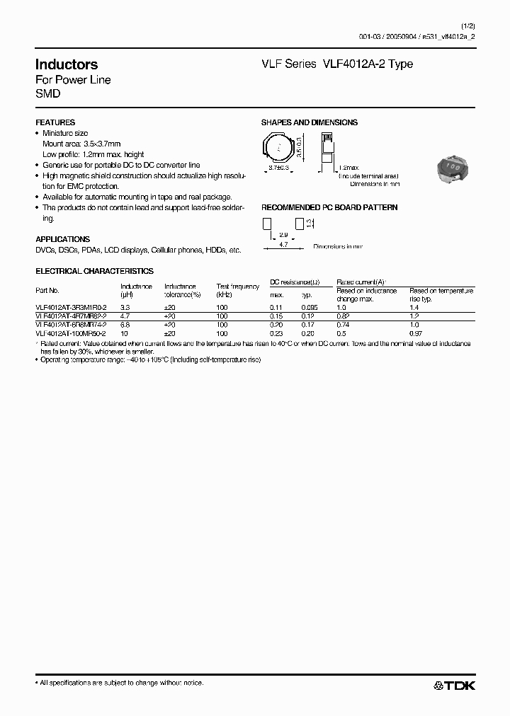 VLF4012AT-6R8MR74-2_4140438.PDF Datasheet
