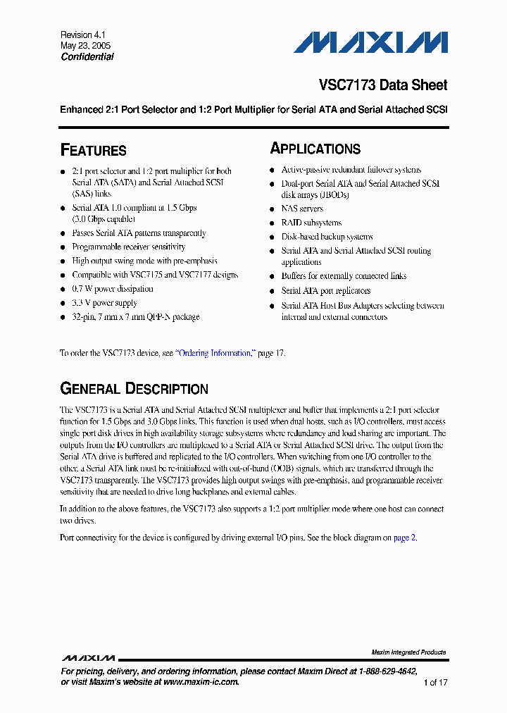 VSC7173XYI_4125117.PDF Datasheet