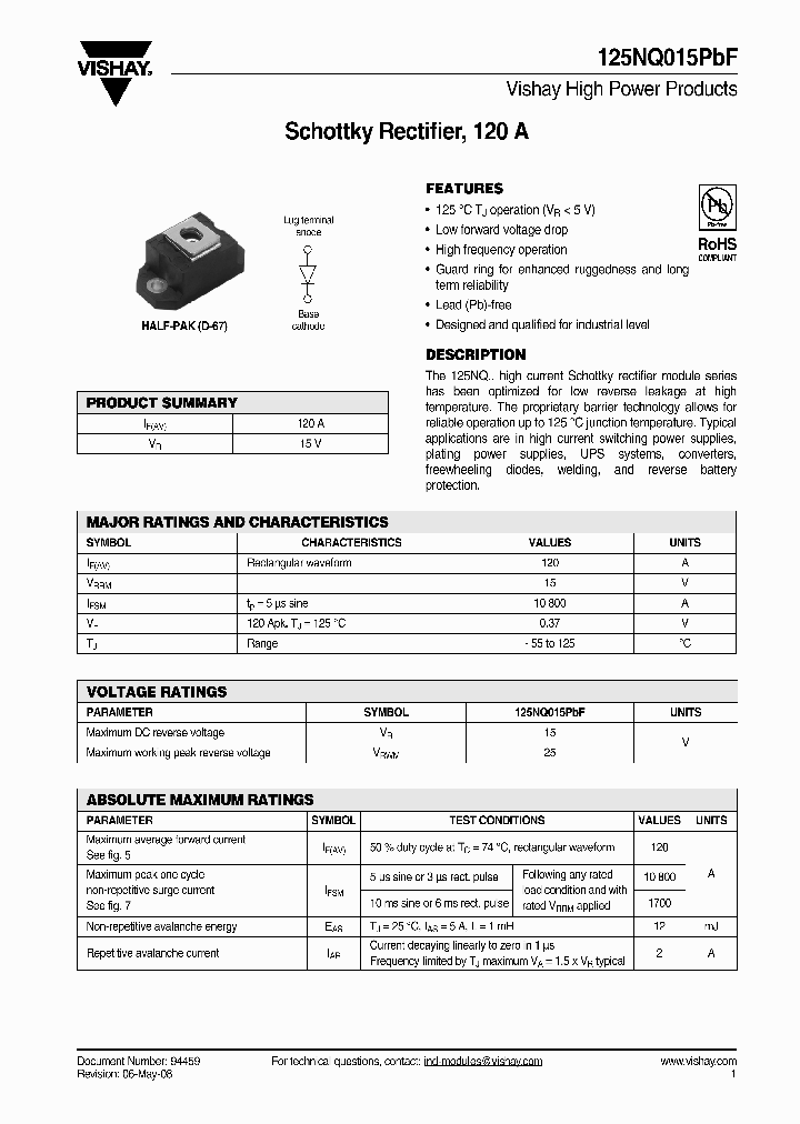 125NQ015PBF_4420985.PDF Datasheet