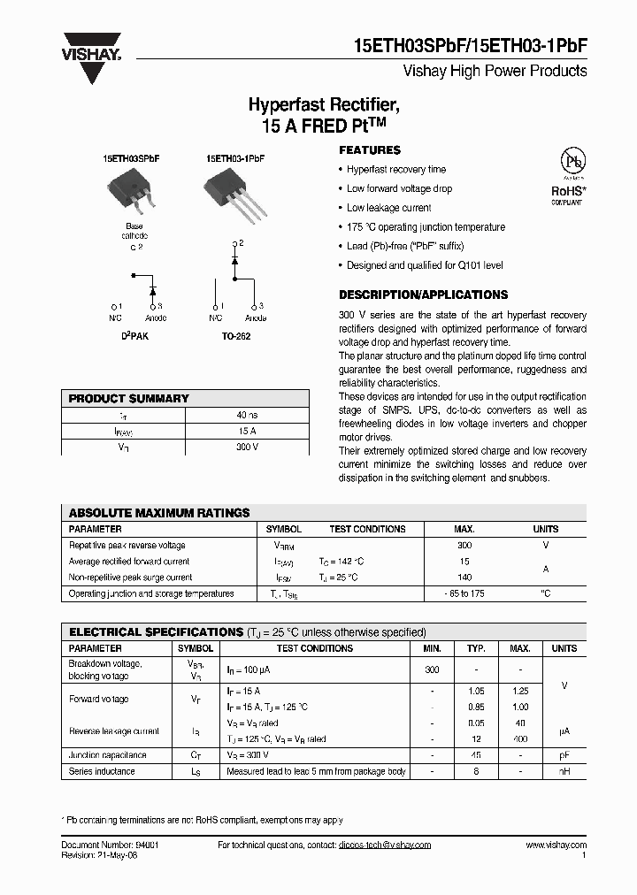 15ETH03-1TRLPBF_4400815.PDF Datasheet