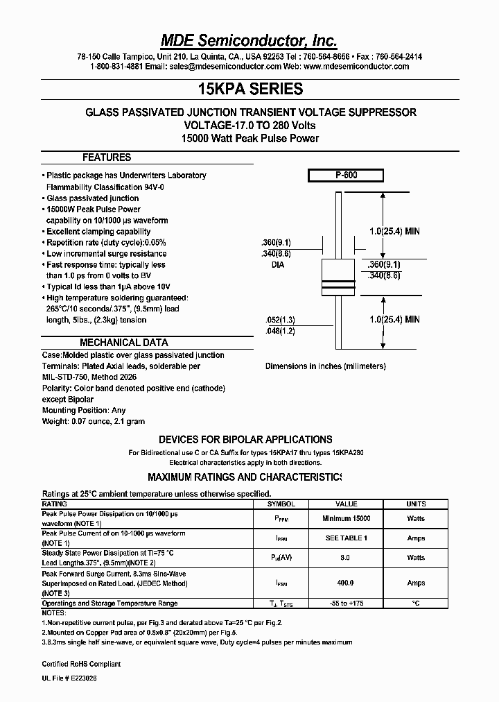15KPA60CA_4547573.PDF Datasheet
