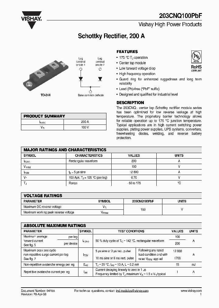 203CNQ100PBF_4886909.PDF Datasheet
